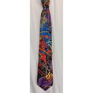 Rush Limbaugh No Boundaries Horse Carousel Tie Vintage 90s Silk Bright Colors